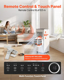 VEVOR portatīvais gaisa kondicionieris 2 kW, 3-in-1 grīdas dzesēšanas iekārta ar LED skārienpaneli un tālvadības pulti, 24 h taimeris, dzesēšanas/sausināšanas/ventilatora režīmi telpām, balts, energoefektivitāte: A