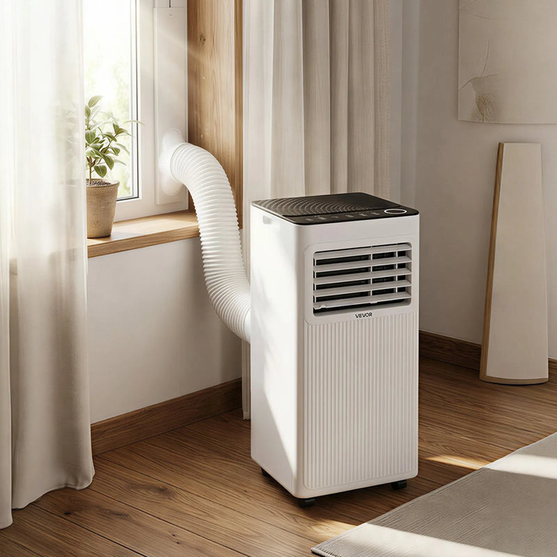 VEVOR portatīvais gaisa kondicionieris 2 kW, 3-in-1 grīdas dzesēšanas iekārta ar LED skārienpaneli un tālvadības pulti, 24 h taimeris, dzesēšanas/sausināšanas/ventilatora režīmi telpām, balts, energoefektivitāte: A