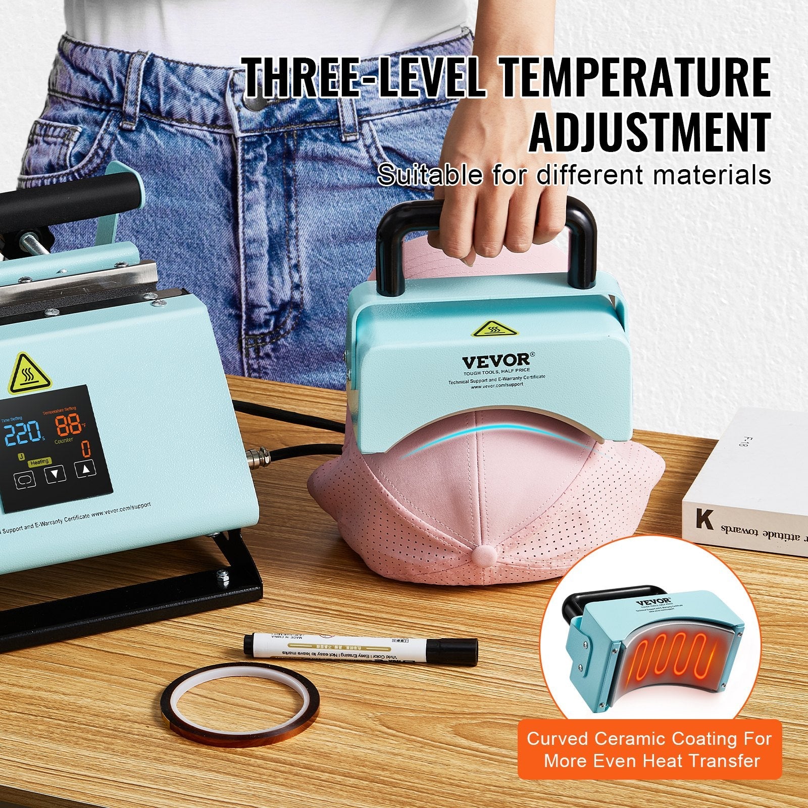 VEVOR 2-in-1 termoprese cepuru un termokrūžu apdrukai