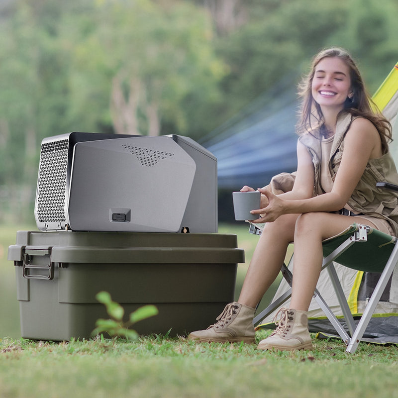 VEVOR pārvietojamais kondicionieris 1,47 kW teltīm, AC/DC barošana, piemērots kempingam