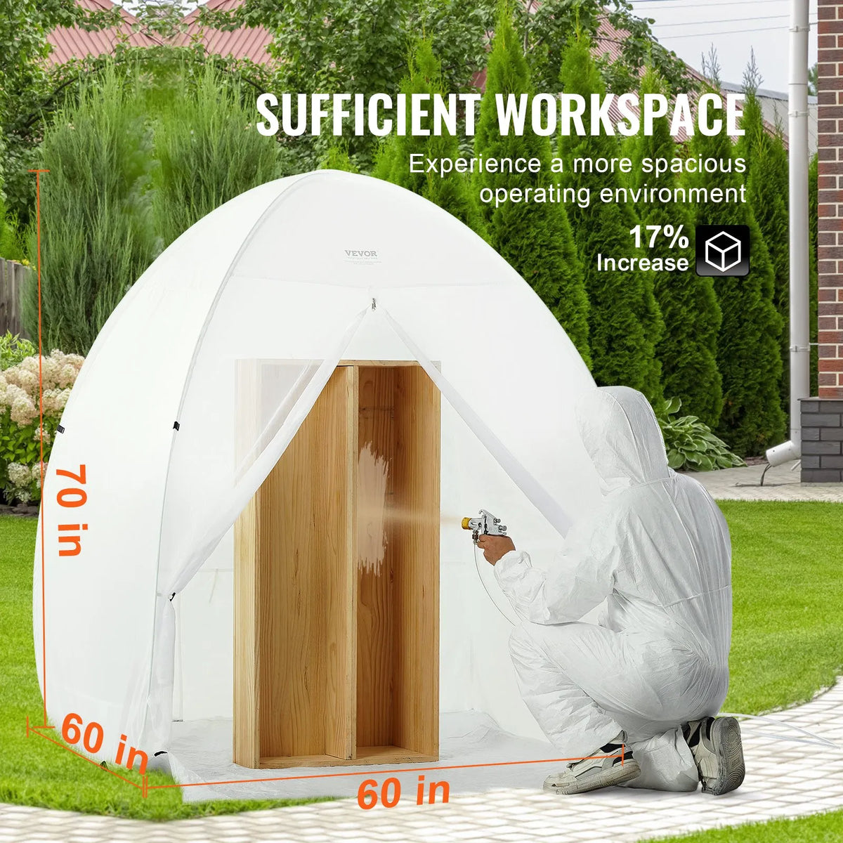 Pārnēsājama krāsošanas telts 152,4 × 152,4 × 177,8 cm saliekama pop-up tipa kabīne