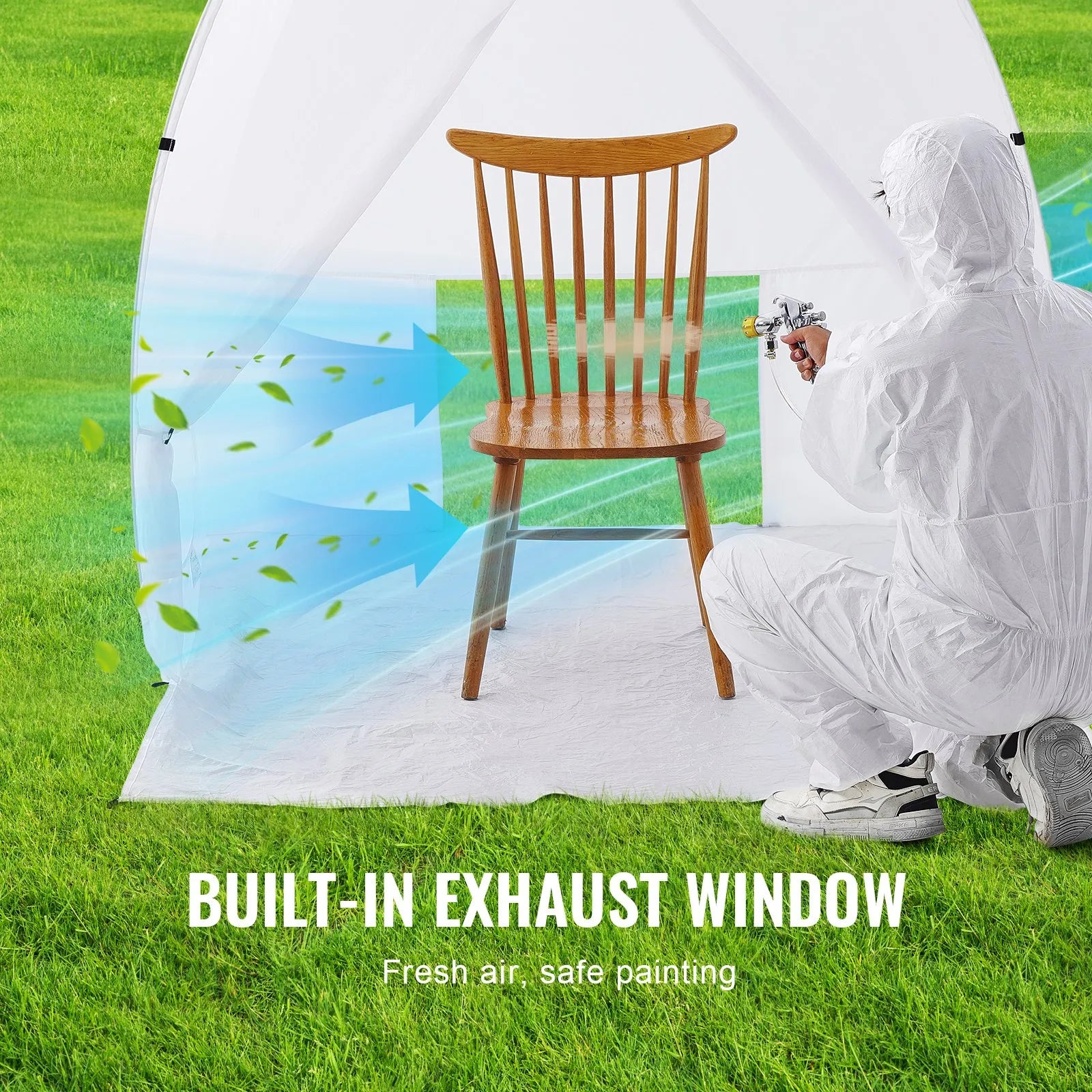 Pārnēsājama krāsošanas telts 152,4 × 152,4 × 177,8 cm saliekama pop-up tipa kabīne