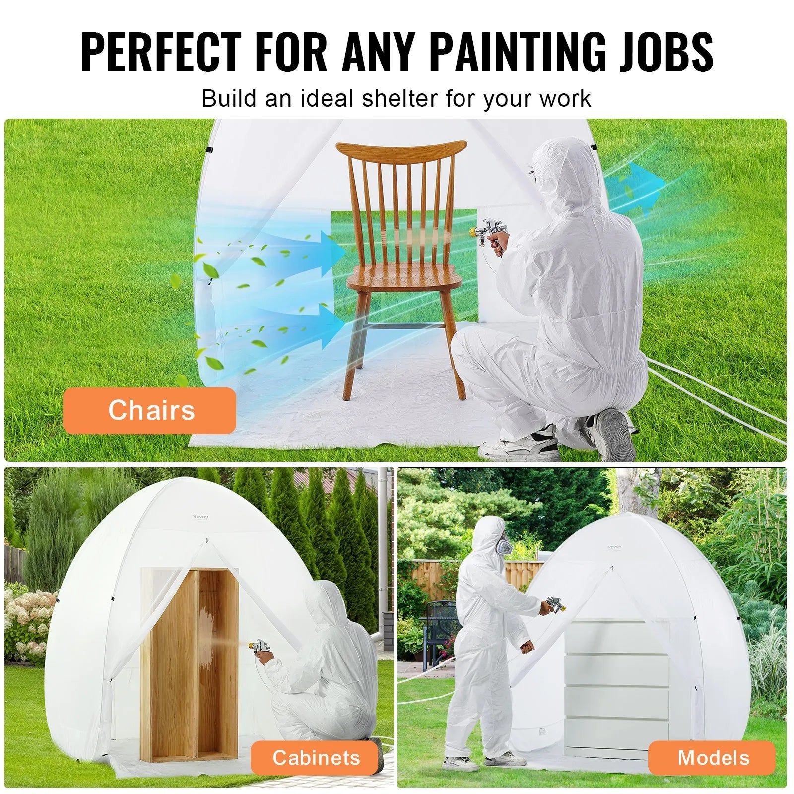 Pārnēsājama krāsošanas telts 152,4 × 152,4 × 177,8 cm saliekama pop-up tipa kabīne