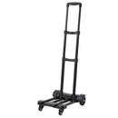 Saliekamais rokas ratiņš, 131,5 kg kravnesība, ar 4 riteņiem, 2 elastīgām siksnām un paplašināmu pamatni, universāla platforma bagāžai, biroja pārvietošanai un ceļošanai lidostā, melns