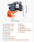 VEVOR darbagalda skrūvspīles 114 mm ar 270° rotējošu pamatni, ātrās atbrīvošanas mehānismu un čuguna konstrukciju, piemērotas kokapstrādei, metālapstrādei, urbšanai, zāģēšanai un cauruļu griešanai