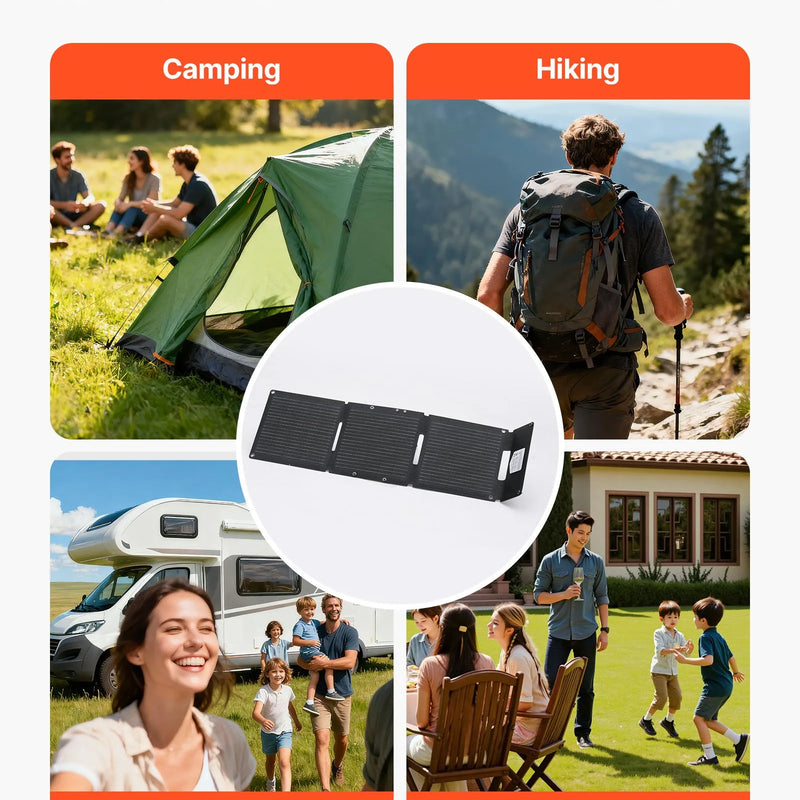 VEVOR 30 W salokāms saules paneļu lādētājs, 16BB N-tipa monokristālisks saules panelis ar 24 % efektivitāti, īpaši viegls un pārnēsājams, ar USB-A, USB-A (QC 3.0) un USB-C pieslēgvietām kempingam, pārgājieniem, tālruņiem un planšetēm