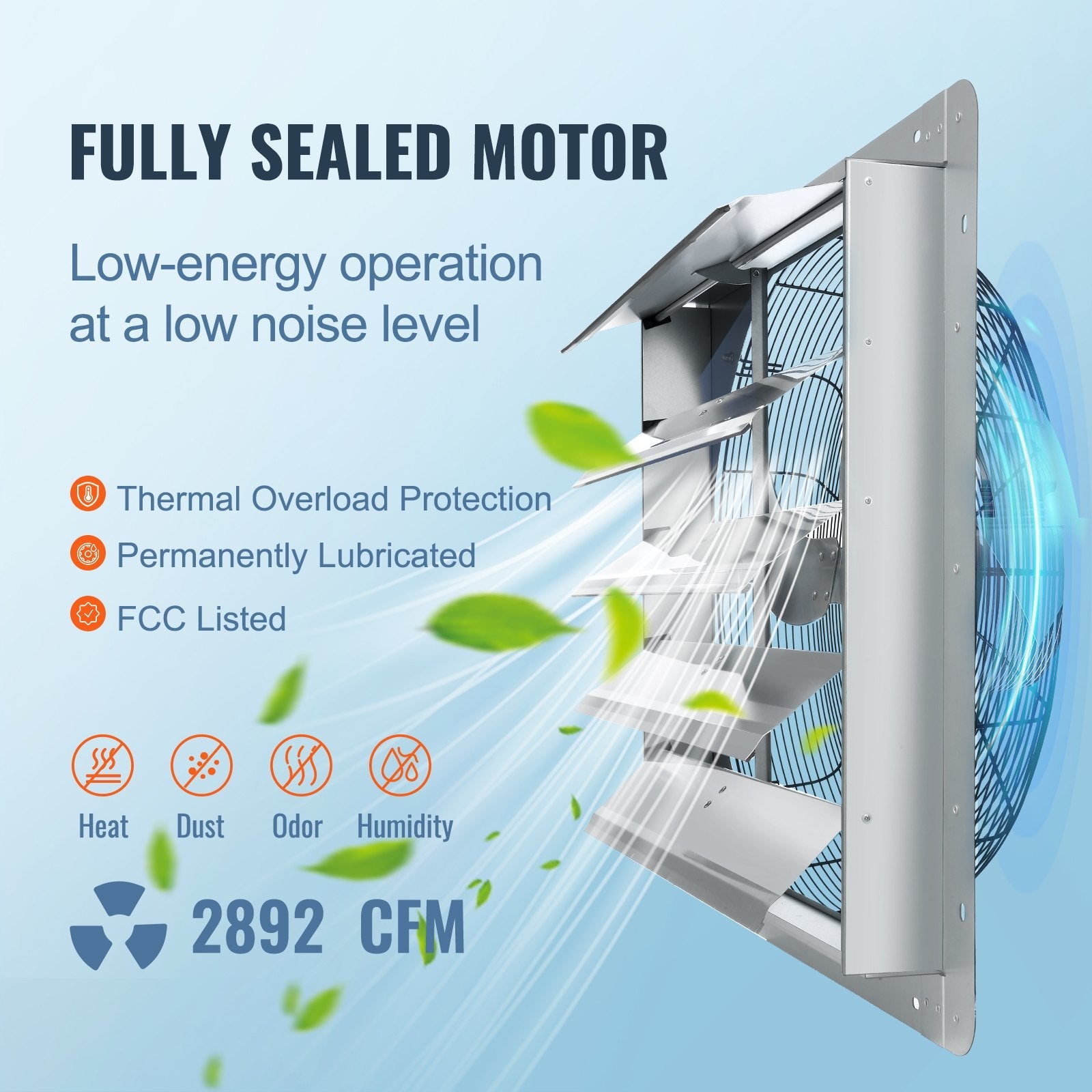 VEVOR žalūziju izplūdes ventilators, sienas montāžas, 610 mm, 4919 m³/h, AC motors