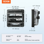 VEVOR žalūziju izplūdes ventilators, sienas montāžas, 305 mm, tālvadības pults, EC motors
