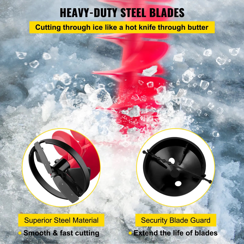 VEVOR ledus urbja gliemežurbis, 203 mm diametra neilona ledus urbis, 991 mm garš urbja kāts ar 300 mm pagarinājuma stieni, urbja adapteri, augšējo plati un asmens aizsargu, piemērots zemledus makšķerēšanai un ledus urbšanai