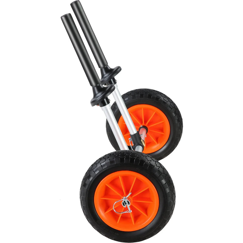 VEVOR smagās slodzes kajaka rati, kravnesība 127 kg, noņemami, ar 254 mm pilnriepu riteņiem, regulējams platums un augšējā putu aizsardzība, piemēroti kajakiem ar notekcaurumiem no 2,54 mm un lielākiem