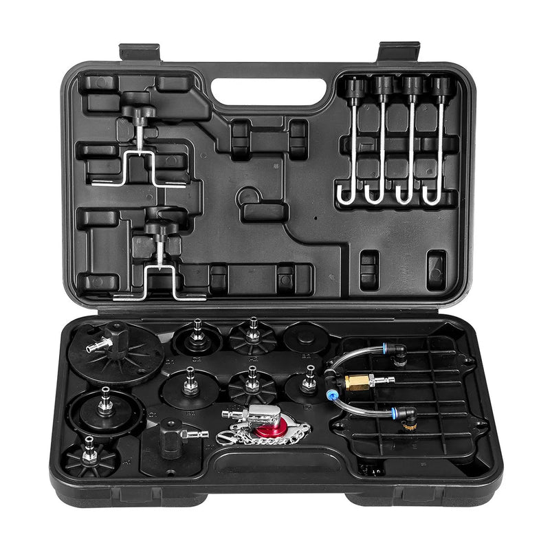 VEVOR bremžu sistēmas atgaisošanas komplekts 12 gab., profesionāls bremžu atgaisošanas adapteru komplekts ar pilnu aprīkojumu un rokturi, izturīgs bremžu šķidruma uzpildes adapteris, piemērots lielākajai daļai jaunu un vecu transportlīdzekļu