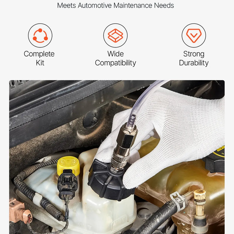 VEVOR bremžu sistēmas atgaisošanas komplekts 12 gab., profesionāls bremžu atgaisošanas adapteru komplekts ar pilnu aprīkojumu un rokturi, izturīgs bremžu šķidruma uzpildes adapteris, piemērots lielākajai daļai jaunu un vecu transportlīdzekļu