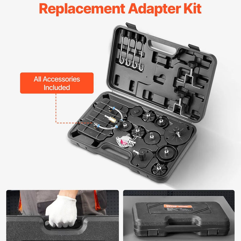 VEVOR bremžu sistēmas atgaisošanas komplekts 12 gab., profesionāls bremžu atgaisošanas adapteru komplekts ar pilnu aprīkojumu un rokturi, izturīgs bremžu šķidruma uzpildes adapteris, piemērots lielākajai daļai jaunu un vecu transportlīdzekļu