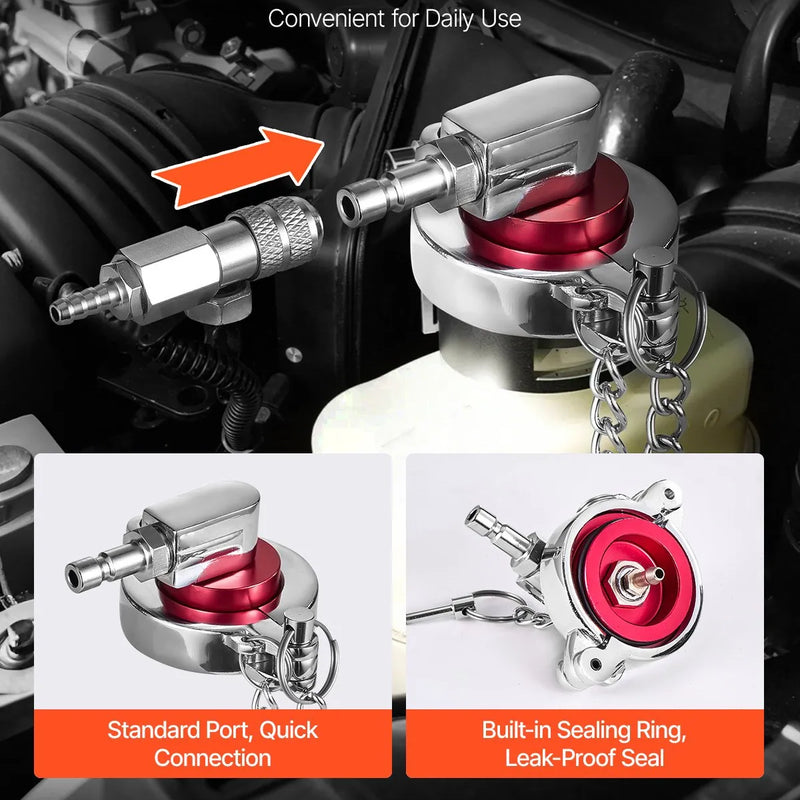 VEVOR bremžu sistēmas atgaisošanas komplekts 12 gab., profesionāls bremžu atgaisošanas adapteru komplekts ar pilnu aprīkojumu un rokturi, izturīgs bremžu šķidruma uzpildes adapteris, piemērots lielākajai daļai jaunu un vecu transportlīdzekļu