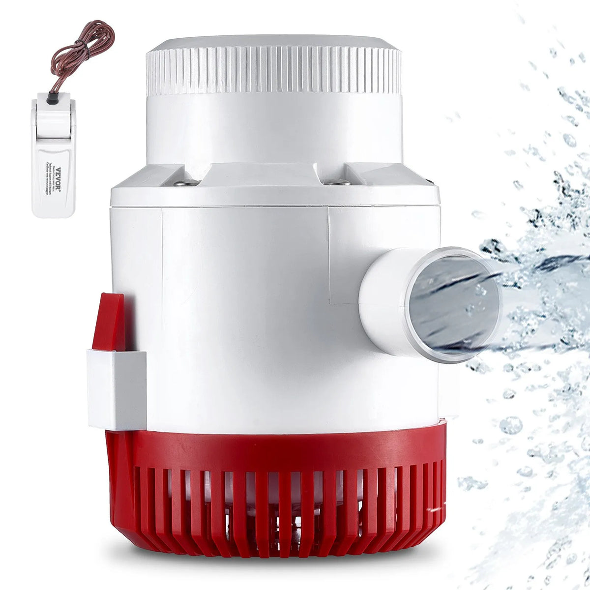 VEVOR 12 V automātiska iegremdējama laivas bilžas ūdens sūknis ar pludiņa slēdzi, caurplūdums 189 l/min, izplūdes diametrs 40 mm, piemērots laivām, dīķiem, baseiniem un pagrabiem