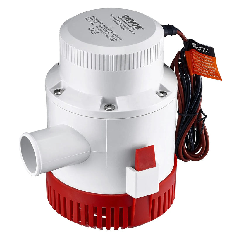 VEVOR 12 V automātiska iegremdējama laivas bilžas ūdens sūknis ar pludiņa slēdzi, caurplūdums 189 l/min, izplūdes diametrs 40 mm, piemērots laivām, dīķiem, baseiniem un pagrabiem