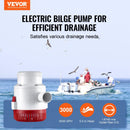 VEVOR 12 V automātiska iegremdējama laivas bilžas ūdens sūknis ar pludiņa slēdzi, caurplūdums 189 l/min, izplūdes diametrs 40 mm, piemērots laivām, dīķiem, baseiniem un pagrabiem