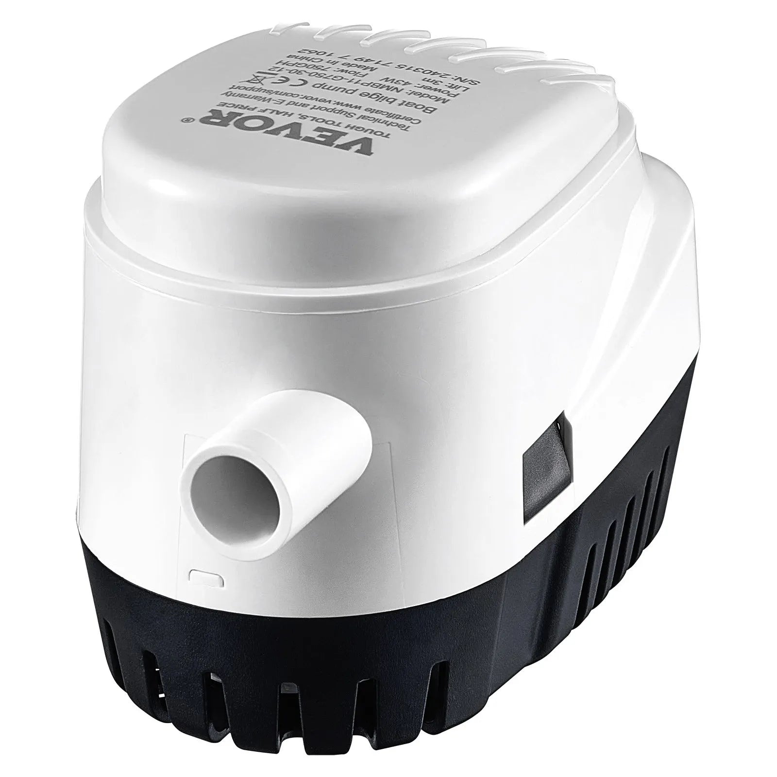 VEVOR 12 V automātisks iegremdējams laivas bilžas ūdens sūknis ar pludiņa slēdzi, caurplūdums 47 l/min, izplūdes diametrs 19 mm, piemērots laivām, dīķiem, baseiniem un pagrabiem