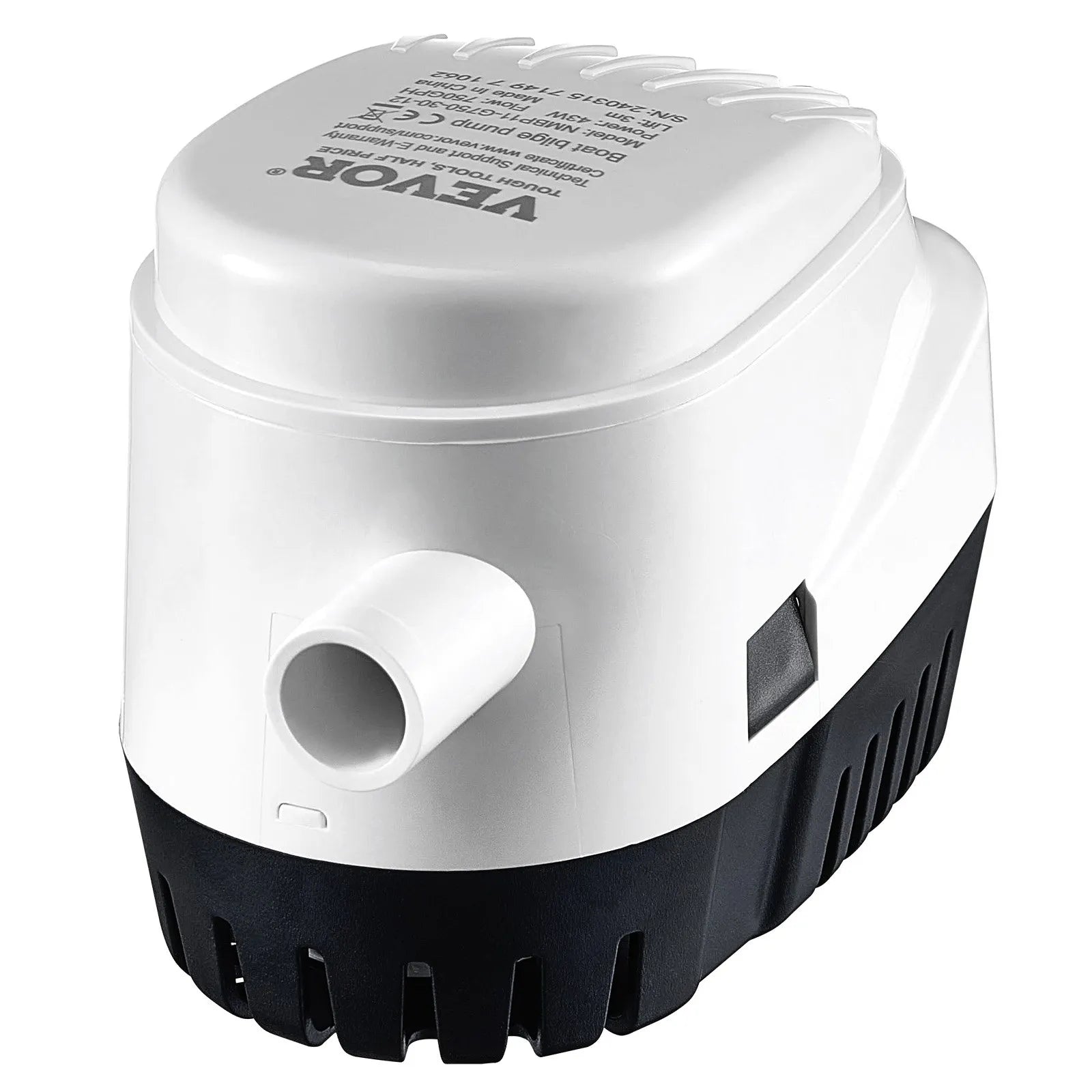 VEVOR 12 V automātisks iegremdējams laivas bilžas ūdens sūknis ar pludiņa slēdzi, caurplūdums 47 l/min, izplūdes diametrs 19 mm, piemērots laivām, dīķiem, baseiniem un pagrabiem