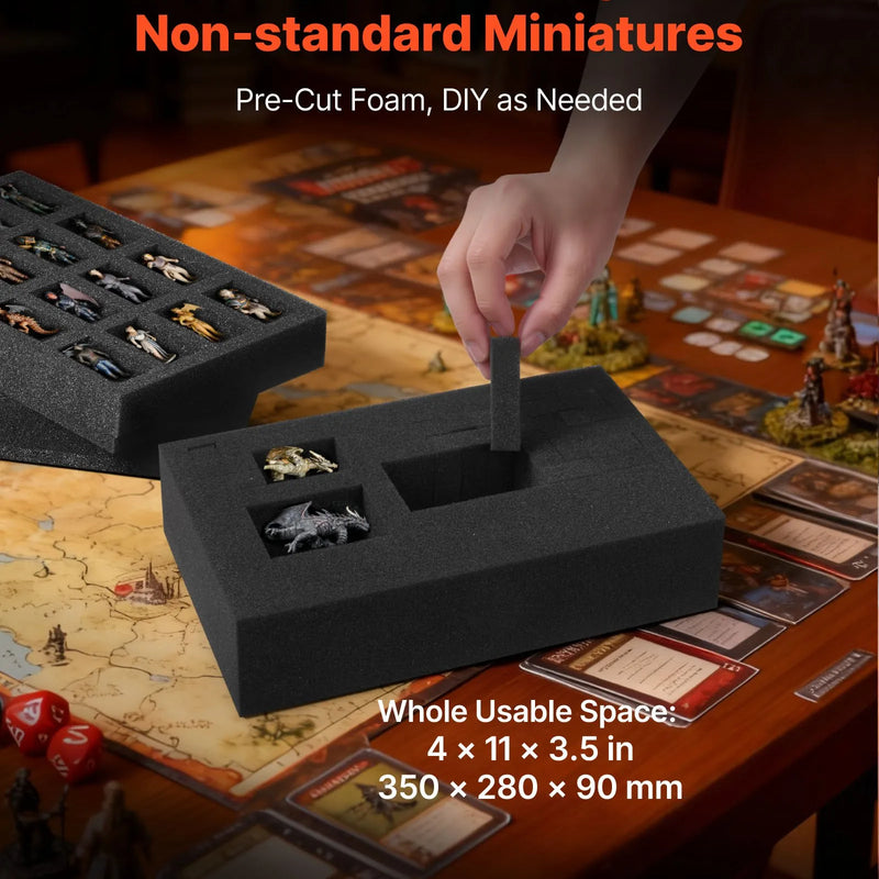 VEVOR miniatūru figūriņu uzglabāšanas un pārnēsāšanas soma, ietilpība līdz 58 kājnieku miniatūrām, transportēšanas soma ar rokturi un regulējamu pleca siksnu, 3 putu slāņi lielai ietilpībai (miniatūras nav iekļautas)