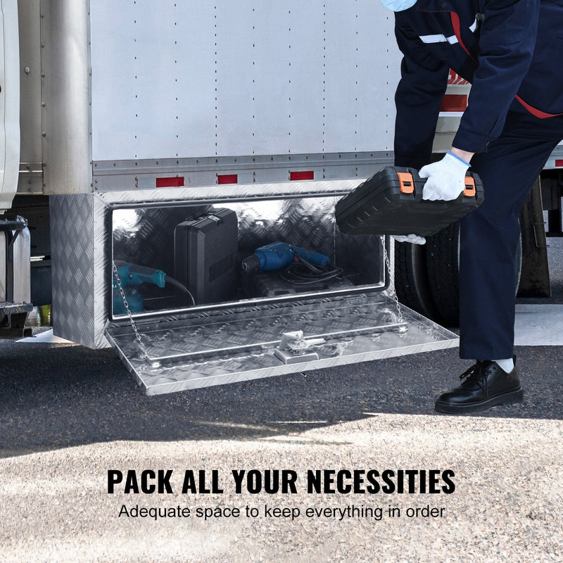VEVOR alumīnija zemkorpusa instrumentu kaste 91 × 36 × 41 cm – ūdensizturīga, ar T-veida rokturi, slēdzama, piemērota kravas automašīnām, furgoniem un piekabēm