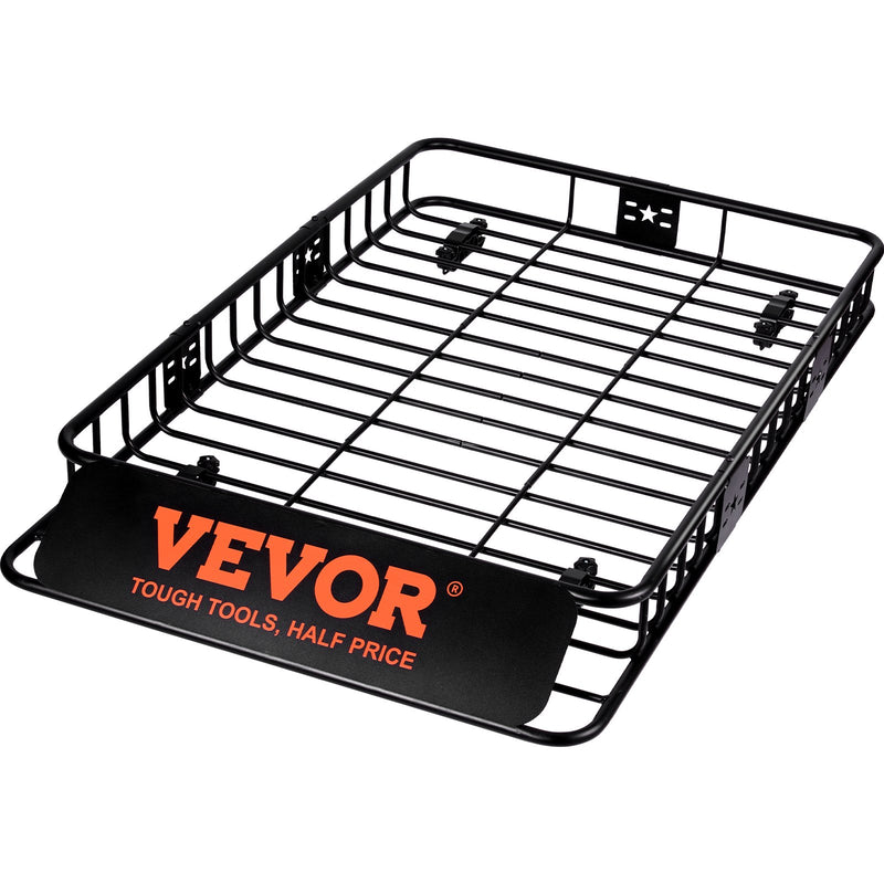 VEVOR roof luggage basket, 162.6 x 99 x 15.2 cm with extension, 90.7 kg, for cars and trucks.