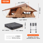 VEVOR cietā korpusa jumta telts Naturnest 2–3 personām, salokāma jumta telts ar teleskopiskām kāpnēm un matraci, ar PVC aizsargpārvalku, ūdensizturīga, piemērota Jeep, SUV, furgoniem un pikapiem