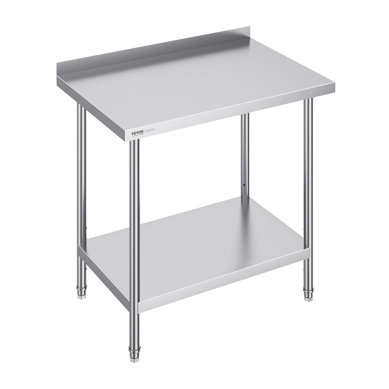 VEVOR nerūsējošā tērauda darba galds, 61 x 91 cm, regulējams plaukts, 200 kg slodze