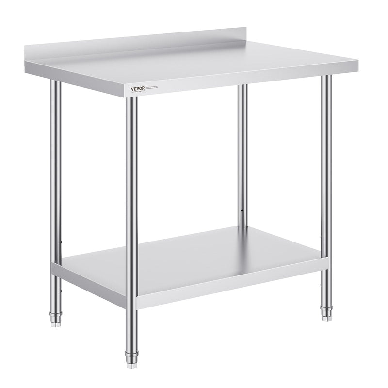 VEVOR nerūsējošā tērauda darba galds, 61 x 91 cm, regulējams plaukts, 200 kg slodze