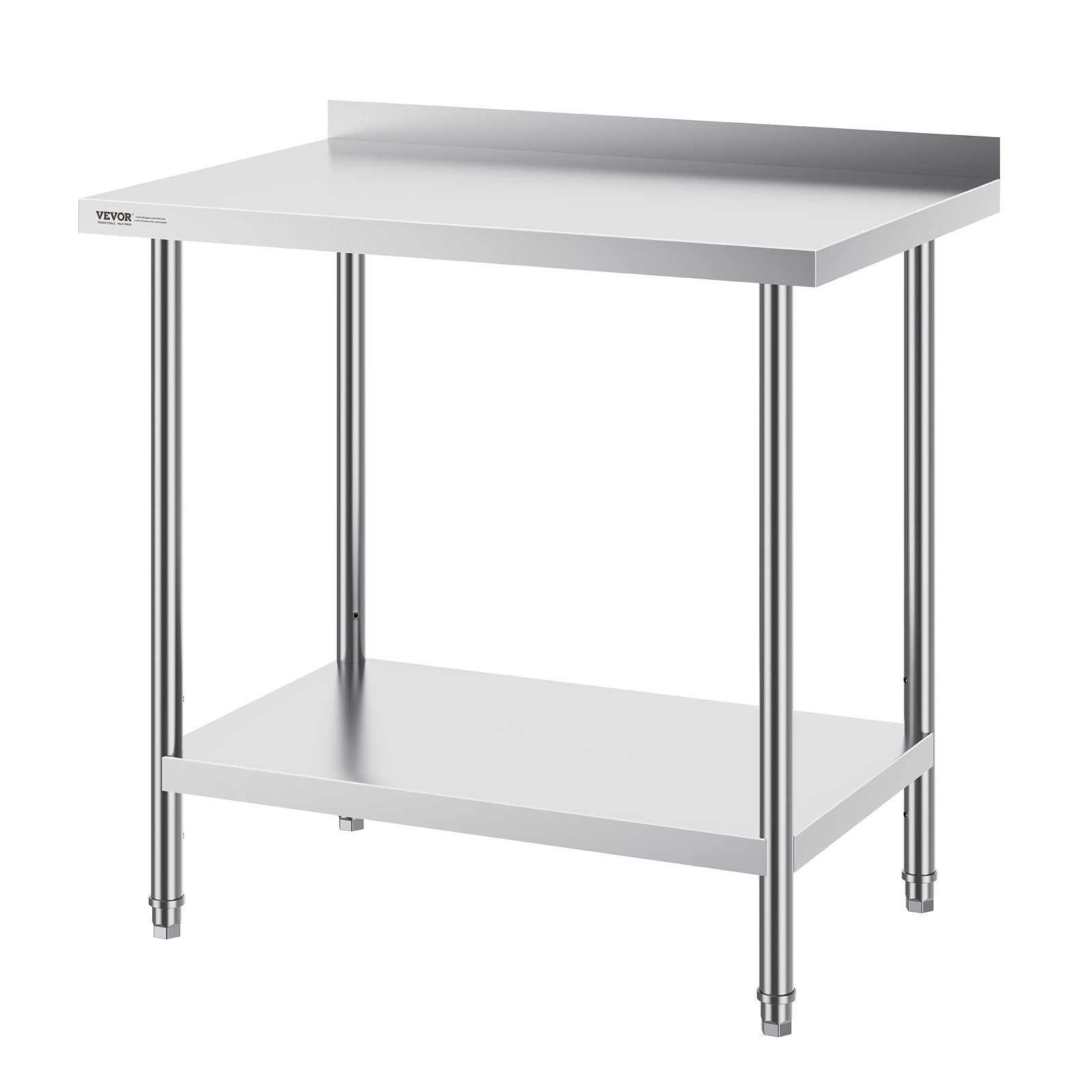 VEVOR nerūsējošā tērauda darba galds, 61 x 91 cm, regulējams plaukts, 200 kg slodze