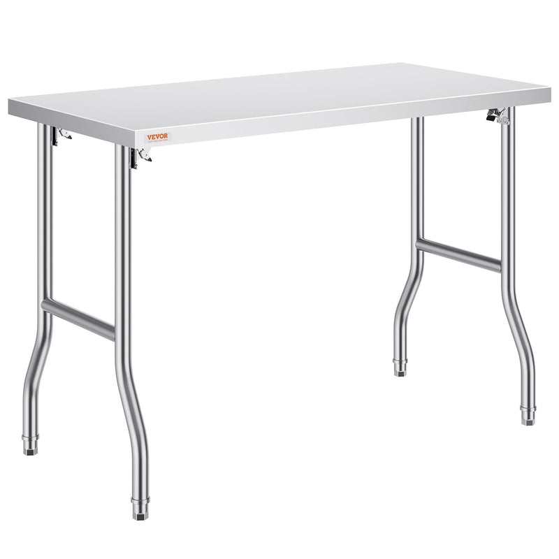 VEVOR salokāms nerūsējošā tērauda darba galds 122 x 61 cm, 300 kg slodze