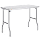 VEVOR salokāms nerūsējošā tērauda darba galds 122 x 61 cm, 300 kg slodze