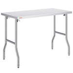 VEVOR salokāms nerūsējošā tērauda darba galds 122 x 61 cm, 300 kg slodze