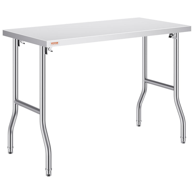 VEVOR salokāms nerūsējošā tērauda darba galds 122 x 61 cm, 300 kg slodze