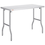 VEVOR salokāms nerūsējošā tērauda darba galds 122 x 61 cm, 300 kg slodze
