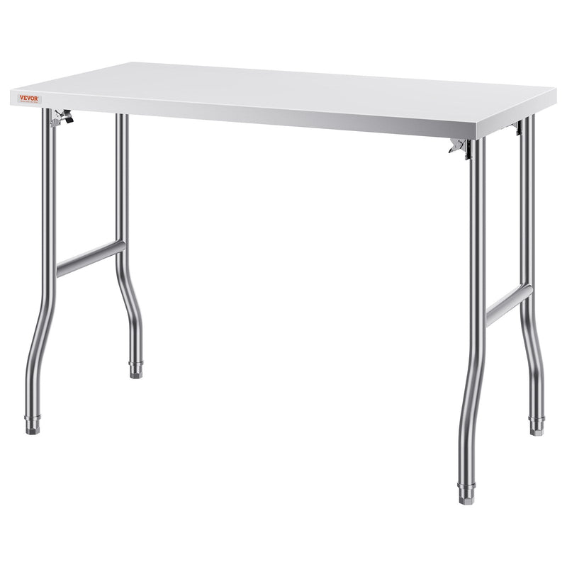VEVOR salokāms nerūsējošā tērauda darba galds 122 x 61 cm, 300 kg slodze