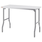 VEVOR salokāms nerūsējošā tērauda darba galds 122 x 61 cm, 300 kg slodze