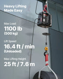 VEVOR 2 vienā elektriskais vinčas pacēlājs, 500 kg kapacitāte, 1500 W pārnēsājams vinčas krāns, pacelšanas augstums 7,6 m, ātrums 5 m/min ar manuālo un vadu tālvadību rūpnīcai, noliktavai vai garāžai