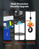 VEVOR 2 vienā elektriskais vinčas pacēlājs, 500 kg kapacitāte, 1500 W pārnēsājams vinčas krāns, pacelšanas augstums 7,6 m, ātrums 5 m/min ar manuālo un vadu tālvadību rūpnīcai, noliktavai vai garāžai