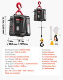 VEVOR 2 vienā elektriskais vinčas pacēlājs, 500 kg kapacitāte, 1500 W pārnēsājams vinčas krāns, pacelšanas augstums 7,6 m, ātrums 5 m/min ar manuālo un vadu tālvadību rūpnīcai, noliktavai vai garāžai