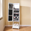 VEVOR 3-in-1 spoguļu rotaslietu skapītis – pilna garuma stāvošs spogulis ar uzglabāšanu, balts