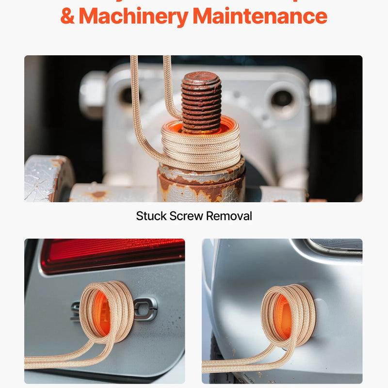 VEVOR indukcijas sildītājs skrūvju atbrīvošanai, 1100 W 230 V magnētiskā indukcijas apkures ierīce, rokas uzgriežņu atbrīvotājs ar 8 spolēm un uzglabāšanas kastīti — piemērots sarūsējušu skrūvju un uzgriežņu noņemšanai auto servisos