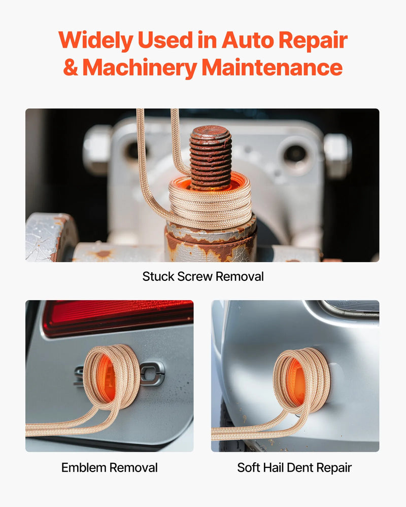 VEVOR indukcijas sildītājs skrūvju atbrīvošanai, 1100 W 230 V magnētiskā indukcijas apkures ierīce, rokas uzgriežņu atbrīvotājs ar 8 spolēm un uzglabāšanas kastīti — piemērots sarūsējušu skrūvju un uzgriežņu noņemšanai auto servisos