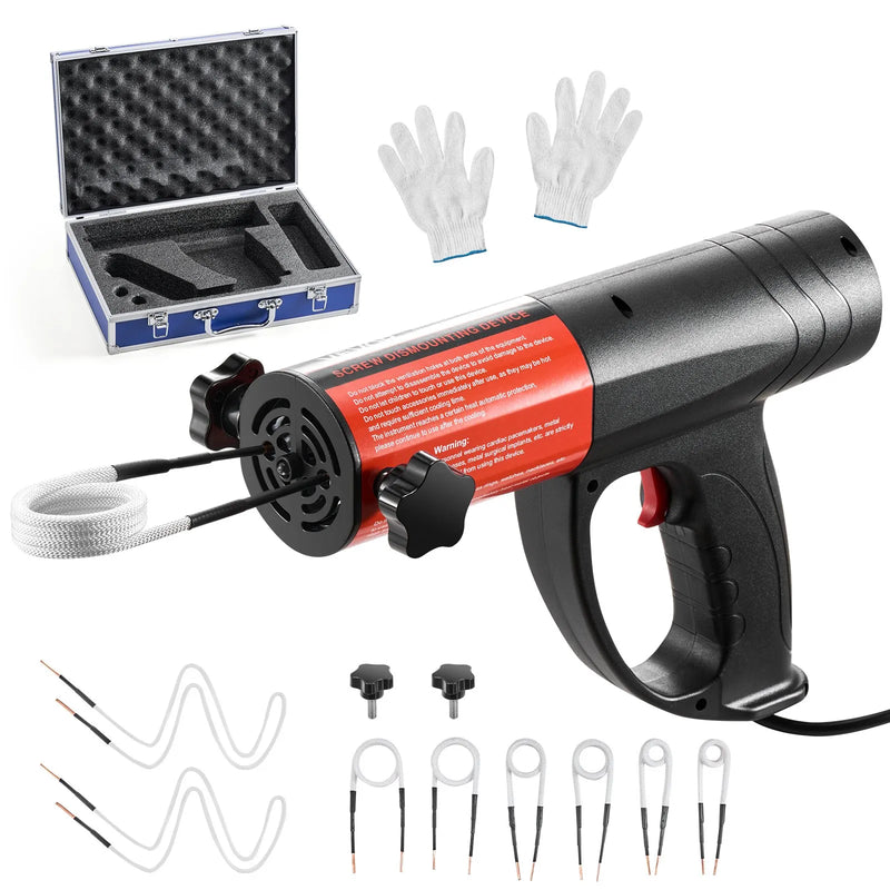 Индукционный нагреватель VEVOR для откручивания гаек и болтов, 1500 Вт, 230 В, ручной индукционный нагреватель с набором из 8 катушек и коробкой для хранения, для удаления заржавевших гаек и болтов при ремонте автомобиля