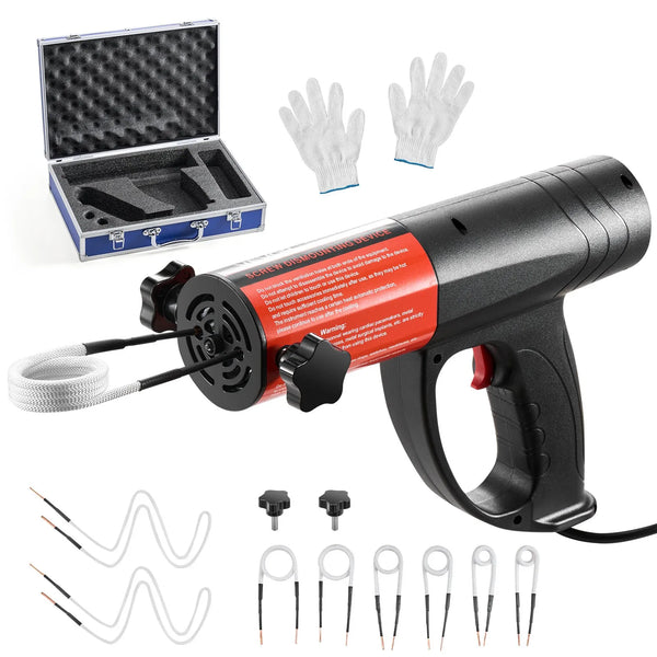 VEVOR indukcijas sildītājs skrūvju un uzgriežņu atskrūvēšanai, 1500 W, 230 V, rokas indukcijas sildīšanas ierīce ar 8 spoles komplektu un uzglabāšanas kasti, paredzēta sarūsējušu skrūvju un uzgriežņu noņemšanai automašīnu remontam