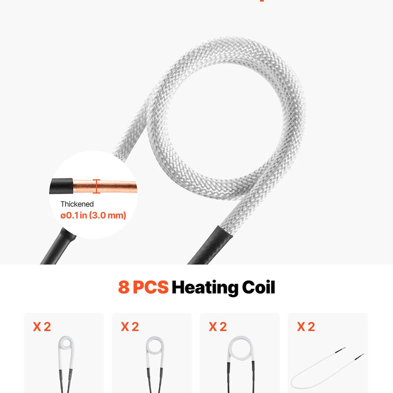 Индукционный нагреватель VEVOR для откручивания гаек и болтов, 1500 Вт, 230 В, ручной индукционный нагреватель с набором из 8 катушек и коробкой для хранения, для удаления заржавевших гаек и болтов при ремонте автомобиля