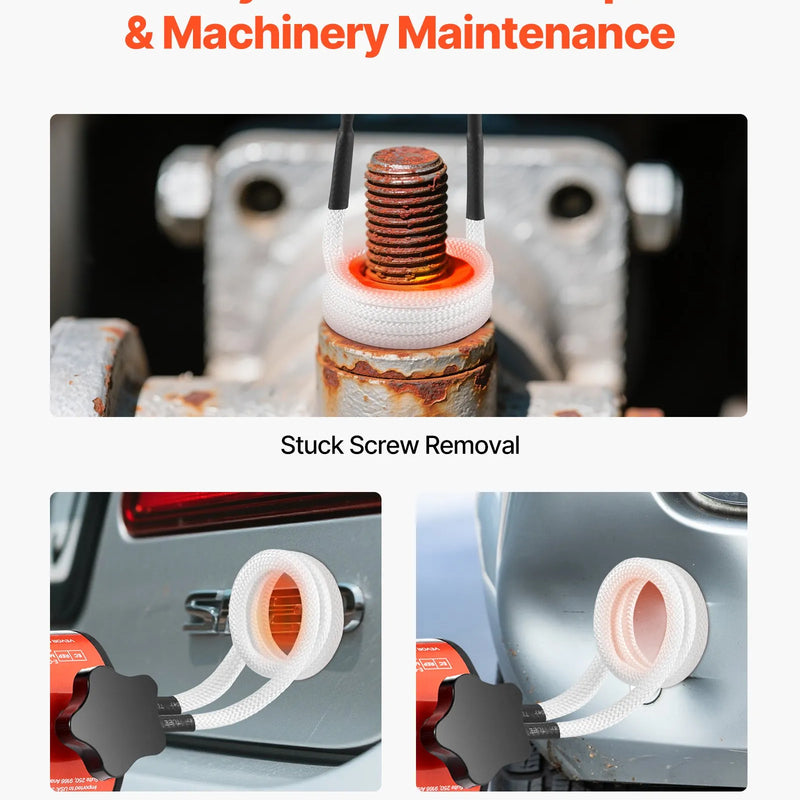 Индукционный нагреватель VEVOR для откручивания гаек и болтов, 1500 Вт, 230 В, ручной индукционный нагреватель с набором из 8 катушек и коробкой для хранения, для удаления заржавевших гаек и болтов при ремонте автомобиля