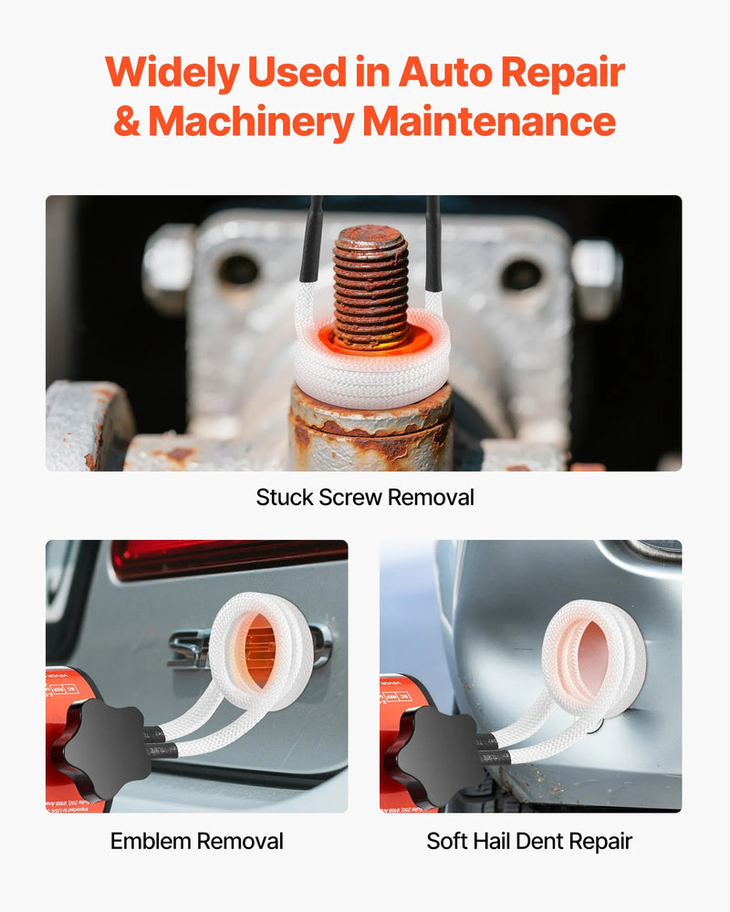 Индукционный нагреватель VEVOR для откручивания гаек и болтов, 1500 Вт, 230 В, ручной индукционный нагреватель с набором из 8 катушек и коробкой для хранения, для удаления заржавевших гаек и болтов при ремонте автомобиля