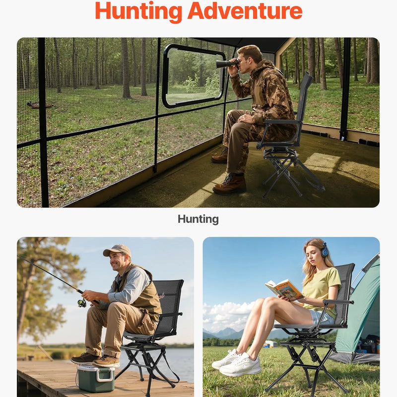 Jahitool, 360° vaikselt pöörlev, kokkupandav kerge kaasaskantav suusatool käetugedega, reguleeritav õlarihm, tugev terasraam, 136 kg kandevõime, sobib kalapüügiks ja telkimiseks.