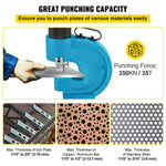 VEVOR CH-70 hidrauliskais urbj-perforators (urbšanas un perforēšanas instruments) ar 35 T spēku, plakanas vara urbšanas spēju, elektrisko L veida sūkni, kā arī CP-700 H un CFP-800-1 busbar uzgaļiem no volframa tērauda.